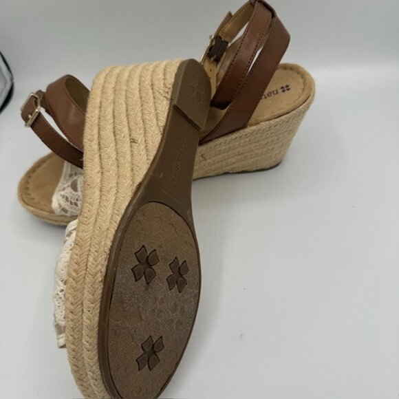 Naturalizer N5 Comfort Straw Wedge Heels Brown & Lace Size 9W - Picture 6 of 6